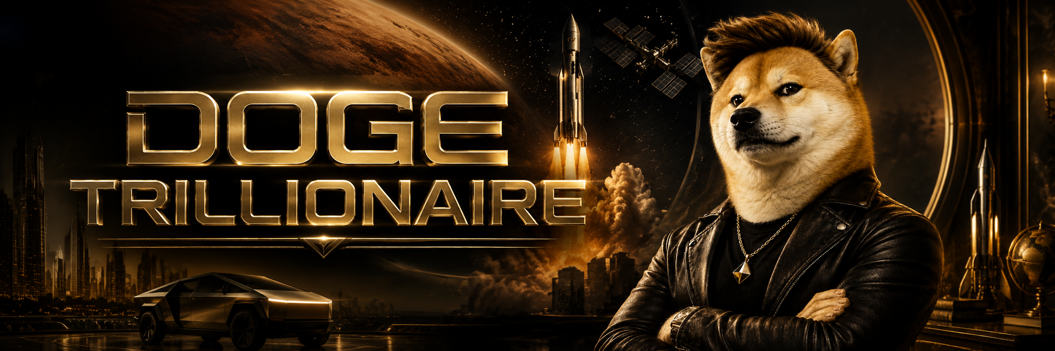 Doge Trillionaire banner — Mars, rockets, and the Dogellionaire